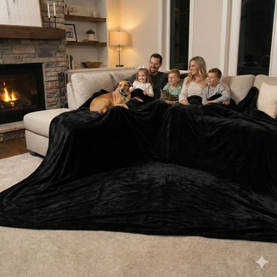 Black Oversized King Blanket Extra Large Huge Giant 10x10 FT 120x120 Inch