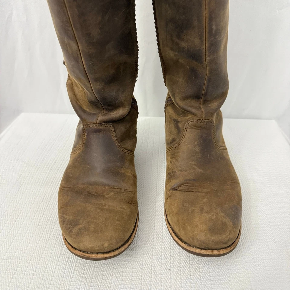 Teva Ellery Botas Altas Mujer Talla 7 Cuero Impermeable Cremallera Montar Marrón Foto 2 de 4