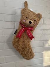 FAO SCHWARZ TEDDY BEAR STOCKING 18" RED BOW CHRISTMAS STUFFED ANIMAL NWOT