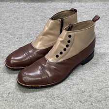 Stacy Adams Madison Mens 11 EE WW Brown Tan Leather Spat Boots Cap Toe Steampunk