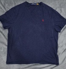 Polo Ralph Lauren Men  s V-Neck T-Shirt Blue XL Classic Pony Logo