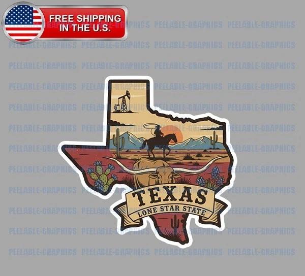 Texas Bullet Ammo State Flag Vinyl Decal - 3"x4.5" Bumper Sticker For Car Truck Window
