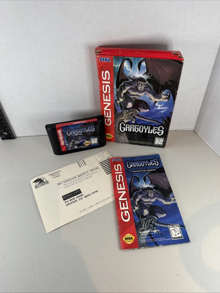 VTG Gargoyles (Sega Genesis) Authentic - Complete Game Box Manual Untested - Image 2 of 4