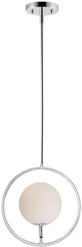 Sleek White Glass Mini Pendant Light with Polished Nickel Finish, 1-Light - Picture 2 of 4