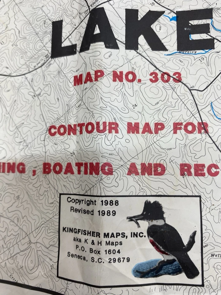 Mapa Kingfisher West Point Lake de colección No. 303 - Copyright 1988, revisado 1989 Foto 2 de 4