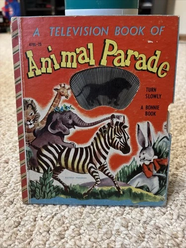 Animal Parade Television Bonnie Book 1951 w/ Working Wheel – Vintage