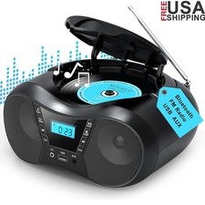 Portable CD Player Boombox Bluetooth FM Radio AUX USB Stereo Sound Battery AC