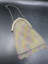 Antique Alpacca Colored Mesh Flapper Purse / Bag Made in Germany 5 1/2"