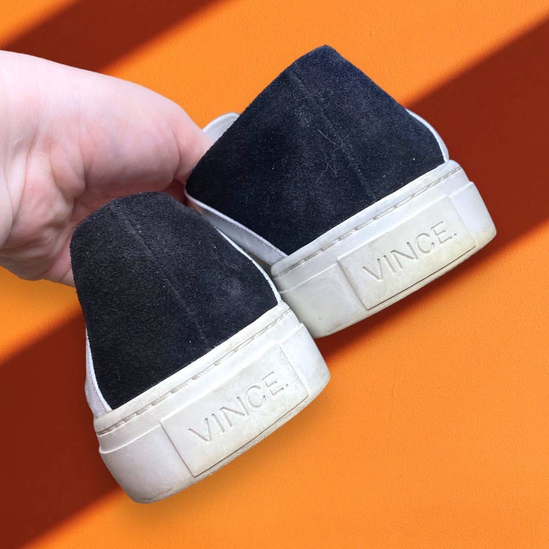 SAOLA Sneakers Vince bianche pelle nera scamosciata pannello rete pizzo suola gomma misura 8 5