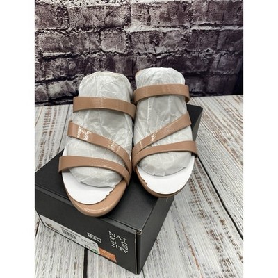 Sun + Stone Womens Easten Open Toe Slide Sandals Shoes Size 12 W Brown Tan