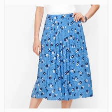 TALBOTS Daisy Dot Pleated Skirt Floral Flowers Flowy 8 NWOT Midi Pockets A Line