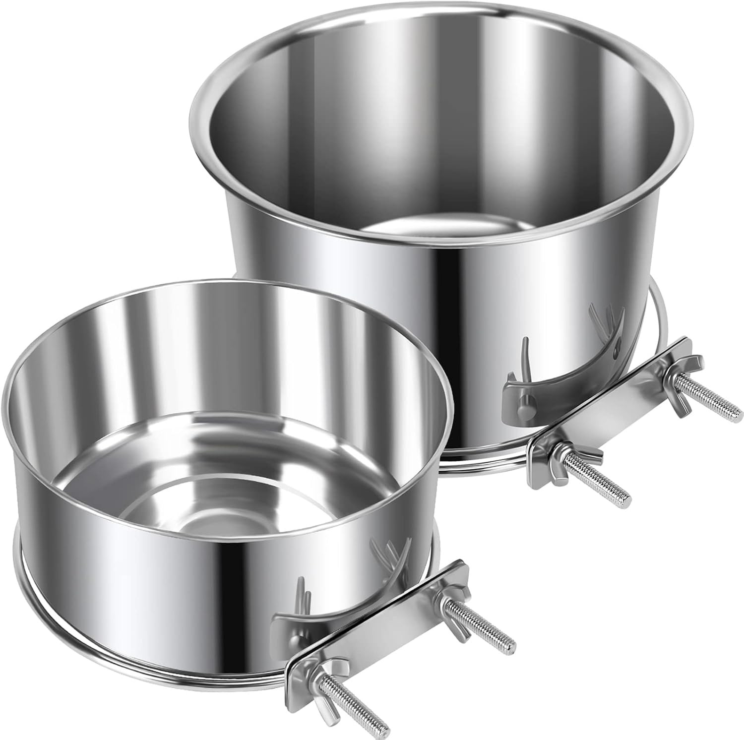 Water Bowl For Cage Stainless Steel Non-spill Kennel Ha