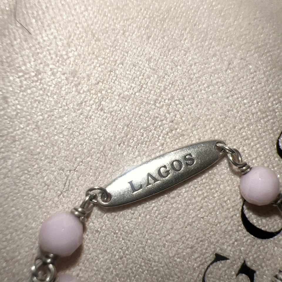 LAGOS Sterling Silver Caviar Pink Ceramic Beaded Bracelet 4mm, 7” Foto 2 de 4