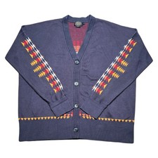 Pendleton Womens L Button Front LS Cardigan Sweater Blue Southwest Native