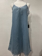 As U Wish Sleeveless Woven Denim Dress Size M Y2K Lace Coquette