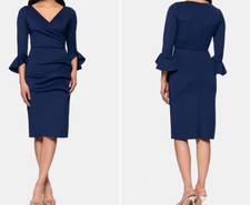 Betsy  Adam Woman V Neck 3/4 Ruffle Sleeve Sheath Dress Size: 4