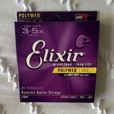 Elixir Polyweb Coated 80/20 Bronze Acoustic 6-String Extra Light .010 11000