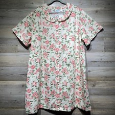 National House Dress Coat Snap Front Mumu 3X Floral Grandma Ruffles Cotton