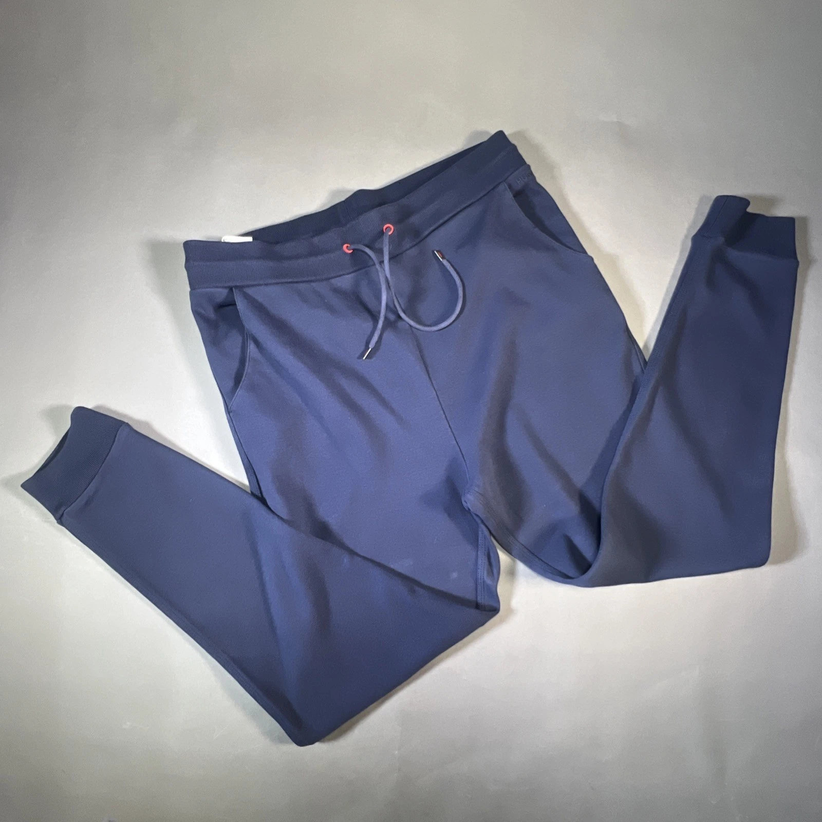HUGO BOSS Men Jogger Drawstrings Cotton Pants Blue Sz M