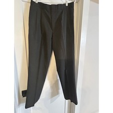 Lands End Mens Regular Fit Wool Dress Pants Charcoal Gray 35x31.5 Made in USA