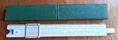 Vintage Thornton PIC Rechenschieber Nr. 121 in original grüner Box PAT 9411090
