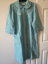 National House Dress Women s M Gingham Nightgown Mumu Pearl Snap Up Granny Core