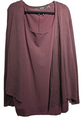 NIC+ZOE Sweater Cardigan Womens 2X Plus Purple 2 Piece Tank Twinset Long Sleeve