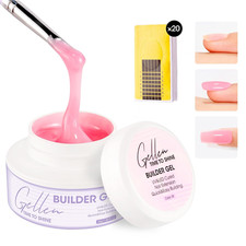 Builder Gel Nail Kit UV/LED Nail Extension Gel with 20Pcs Nail Forms, Pink Color