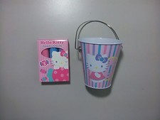 Hello Kitty Small Striped Tin Pail And Hello Kitty 3 Piece Jumbo Chalk Set