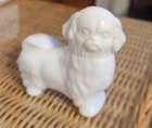 Vintage AVON Royal Pekingese Puppy Dog White Milk Glass Perfume Bottle 1974 USA