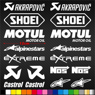 18tlg 12cm Motorrad Sponsoren Aufkleber Supermoto Tuning Decals Sticker Farbwahl