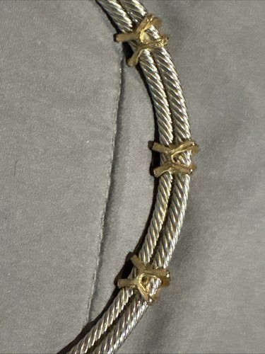 Vintage Charriol Two Tone Gold Stainless Steel Double Cable Choker Necklace - 第 13/24 張圖片