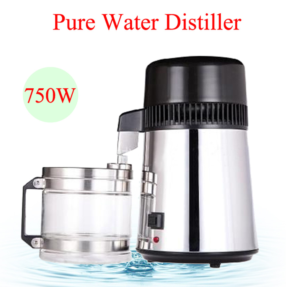 Pure Water Distiller Purifier Stainless Steel Container Filter 4L 220V 110V 750W Pure Water Distiller Purifier Stainless Steel Container Filter 4L 220V 110V 750W