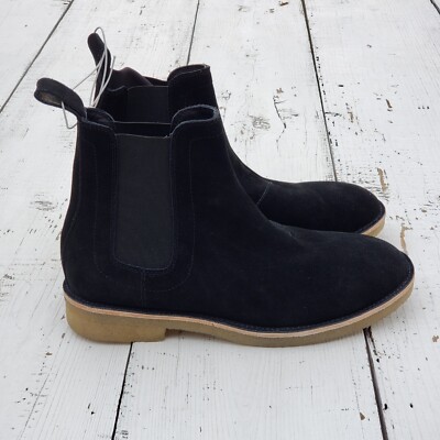 Civil Regime Black Suede Leather Pull On Chelsea Boots Mens  display picture 1