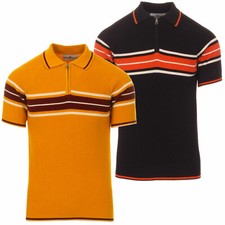 POLO FIREBALL DA UOMO MADCAP MOD RETRO 60 ANNI '70 LAVORATA A MAGLIA CERNIERA A COSTINE MC507