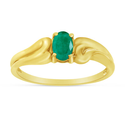 Ring 14 Karat Gelbgold ovaler Smaragd