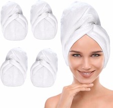 FIUL - Microfiber Hair Towel Wrap for Women - Hair Wrap Towels - 4 Pack White