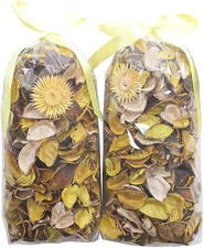 Two Bags of Yellow Scented Sachet Dried Flower Potpourri 8.4 OZ