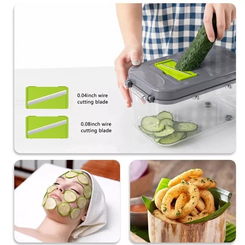 Vegetable Chopper Dicer Slicer 22-in-1 Salad Fruits Mandolin Foods Cutter Peeler - Picture 9 of 10