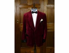 Mens Burgundy Velvet Smoking Jacket Luxury Party Wear Wedding Dinner Blazer Coat