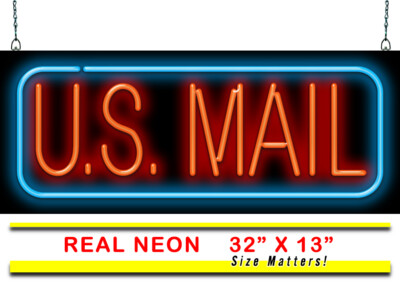 U.S. Mail Neon Sign | Jantec | 32'' x 13'' | Postal Service Post Office Mailbox