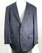 Chaps Suit Coat 46L Wool Cashmere Silk Navy Blue Soft NWT