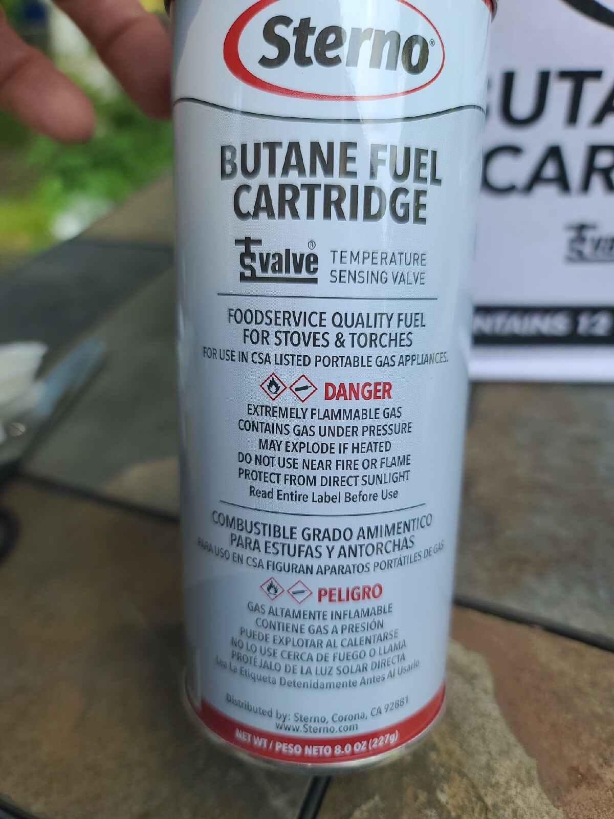 (Case of 12) Sterno Butane Fuel Cartridge. 8 Oz Butane camping Stove