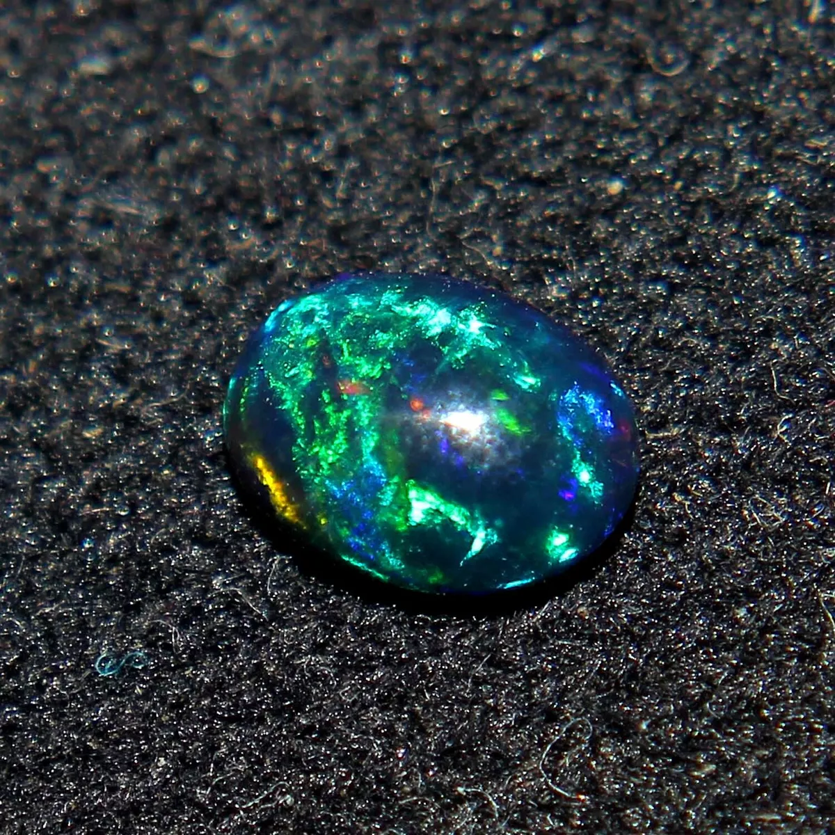 7x5 mm Natural Ethiopian Multi Fire Black Opal Oval Cabochon Loose