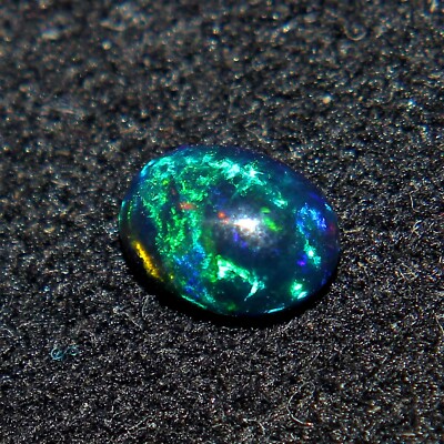 7x5 mm Natural Ethiopian Multi Fire Black Opal Oval Cabochon Loose