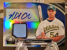 2013 Bowman Platinum Auto Relic Blue Refractor /199 Michael Choice #AR-MC A's