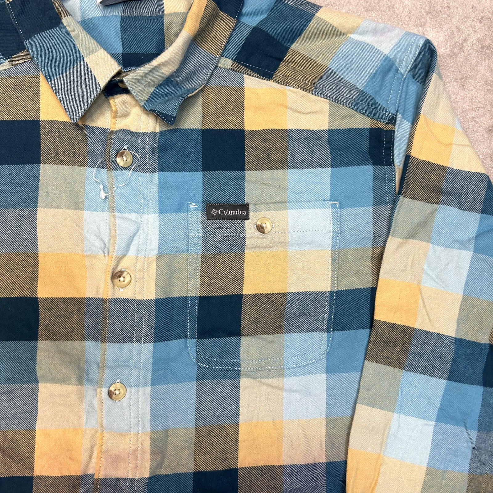 Columbia Shirt Mens Y2K Checkered Long Sleeve Button Down Pocket Top Blue, Large image 4