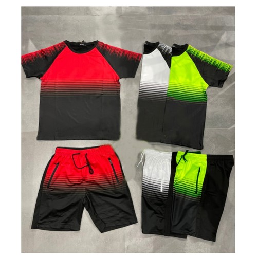 Completo sportivo da uomo Pantaloncini t-shirt Estivo Sport fitness jogging  Fluo | eBay