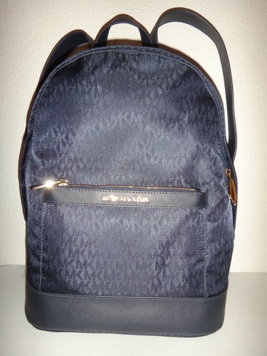 MICHAEL KORS Morgan MK Signature MD Backpack Admiral Blue Canvas Gold 38T9COGB8C - Picture 8 of 12