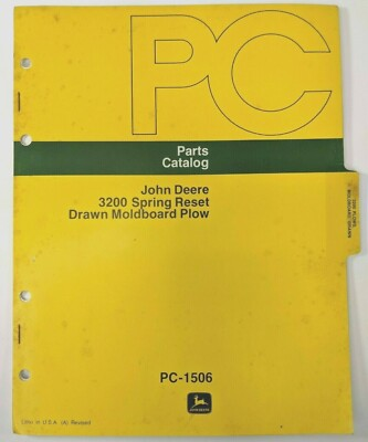 #ad VTG John Deere Parts Catalog OEM PC 1506 3200 Spring Reset Drawn Moldboard Plow $22.95